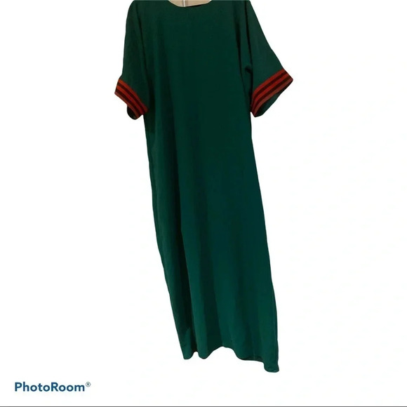 Vintage Runway  Luxury Fashion Red green kaftan dress Sz L - Picture 4 of 16